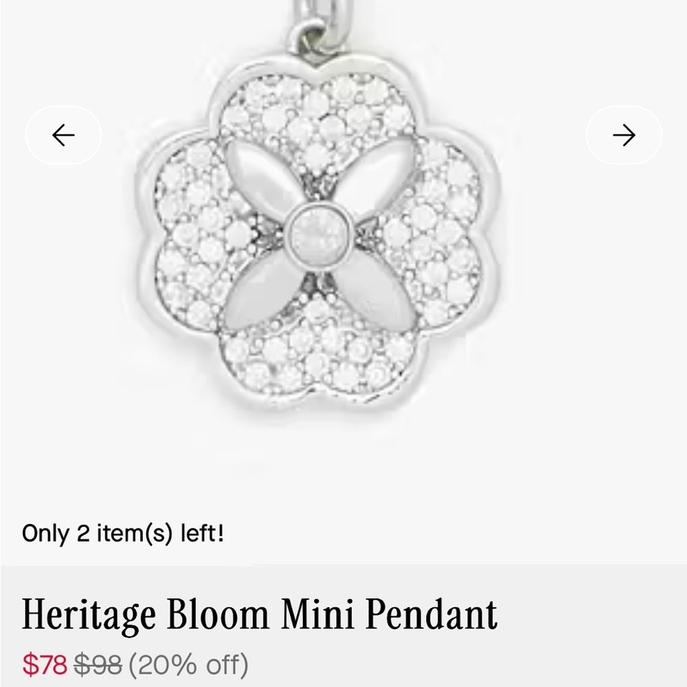Kate Spade Floral Silver Pendant Necklace